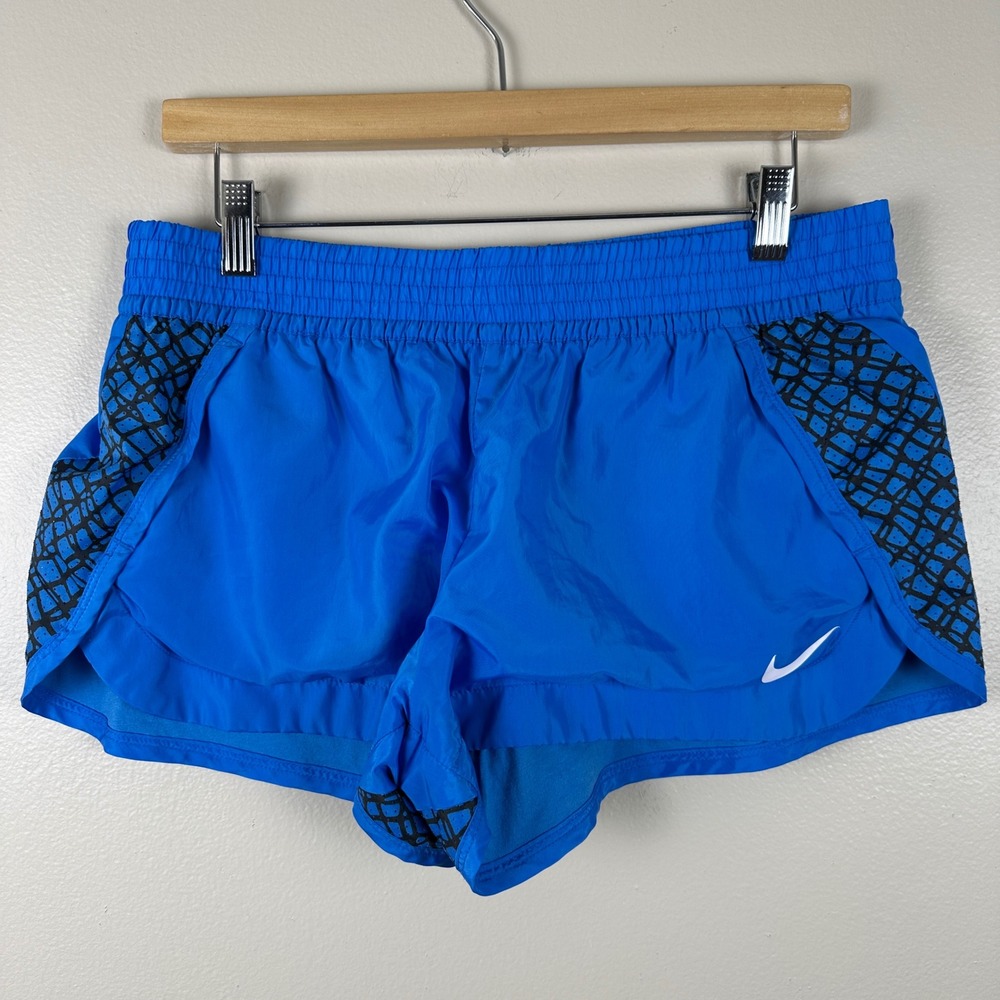Nike Women's Large‎ Running Shorts Blue Geometric Print